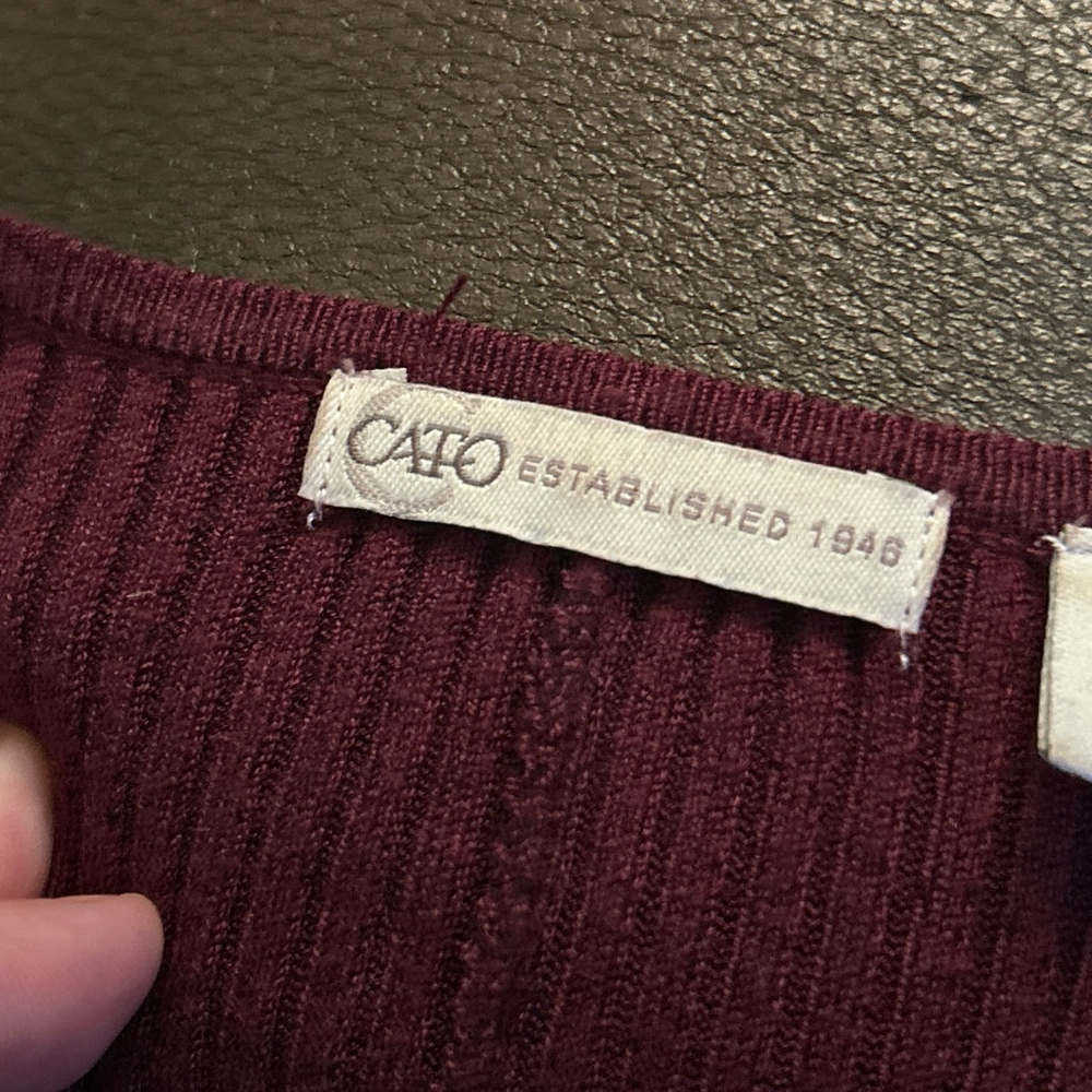 Cato Dress Women's Size Large Burgundy Long Sleeve - Picture 5 of 8